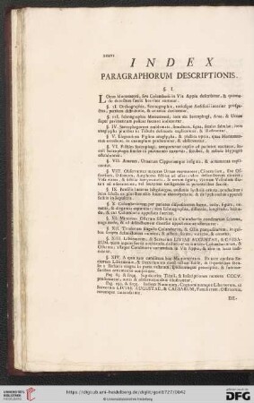 Index Paragraphorum Descriptionis