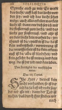 Von sterbligkeit der menschlichen natur. Das iiii. Capitel.