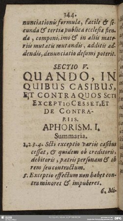 Sectio V. Quando, Inquibus Casibus, Et Contra Quo Scti Exceptio Cesset, Et De Contrariis
