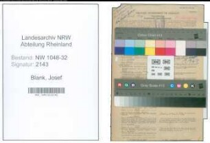 Entnazifizierung Josef Blank , geb. 03.07.1904 (Angestellter)