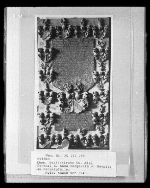 Denkmal der Anna Margaretha von Heynitz am Kanzelpfeiler
