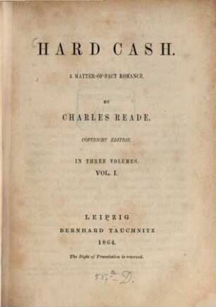 Hard cash : a matter-of-fact romance, 1