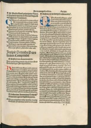 Incipit Secunda Pars huius Compendii