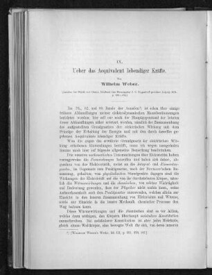 IX.: Ueber das Aequivalent lebendiger Kräfte (1874)