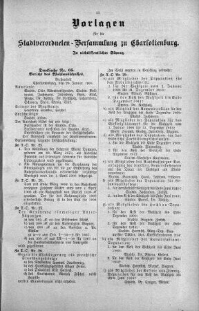 In nichtöffentlicher Sitzung (65), 22. Januar 1908