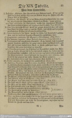 Die XIX Tabelle. Von dem Unterleibe