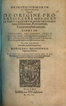 De festis Iudaeorum et Ethnicorum