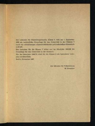 Der Lehrplan für Staatsbürgerkunde, Klasse 7 ...