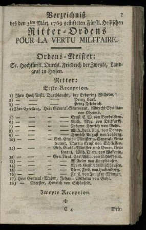 Verzeichniß des Ritter-Ordens pour la vertu militaire