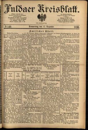 Erste Ausgabe vom Donnerstag, den 17. Dezember 1896.