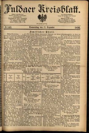 Erste Ausgabe vom Donnerstag, den 17. Dezember 1896.