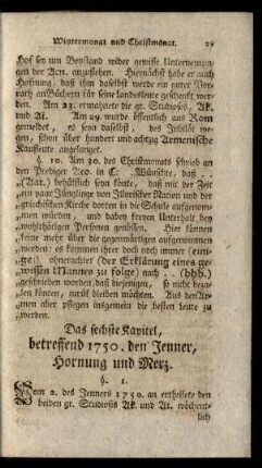 Das sechste Kapitel, betreffend 1750. den Jenner, Hornung und Merz