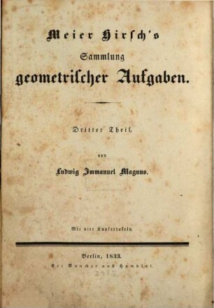 Sammlung von Aufgaben und Lehrsätzen aus der analytischen Geometrie