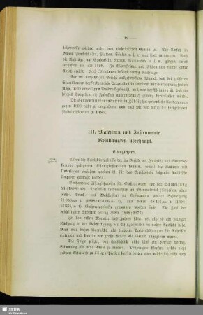 III. Maschinen und Instrumente. Metalwaaren überhaupt