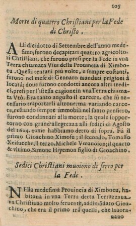 Sedici Chri´stiani muoiono di ferro per la Fede