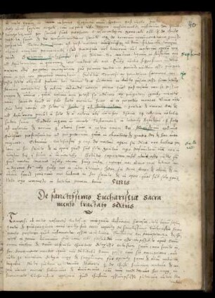 De sanctissimo eucharistiae sacramento