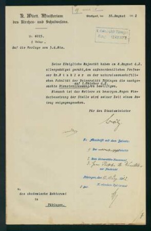 Gesuch um Entlassung aus dem Staatsdienst