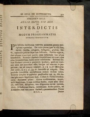427-431, Spec. 651. De Interdictis