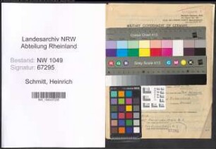 Entnazifizierung Heinrich Schmitt , geb. 14.07.1898 (Lehrer)