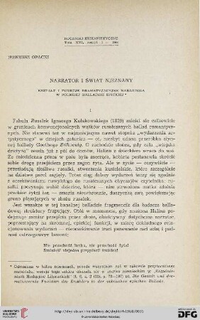 16: Narrator i świat nieznany : kształt i funkcje dramatyzacyjne narratora w polskiej balladzie epickiej