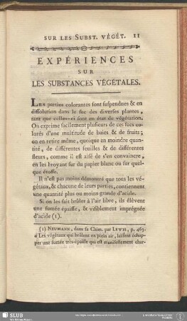 Expériences Sur Les Substances Végétales