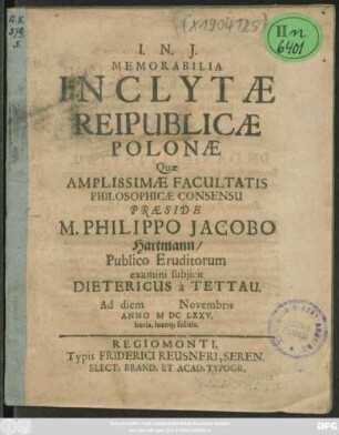Memorabilia Inclytae Reipublicae Polonae
