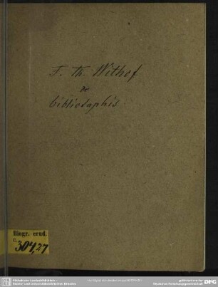 Observatio De Veri Nominis Bibliotaphis