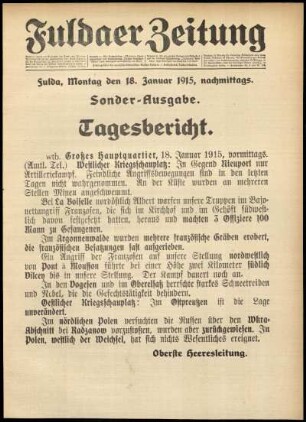 Ausgabe vom Montag, den 18. Januar 1915.