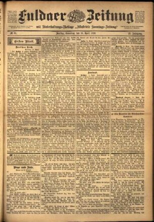 Erste Ausgabe vom Samstag, den 16. April 1898.