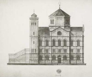 Paris, Entwurf für eine Synagoge: Aufriß (Seitenansicht)