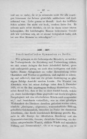 1826 - 1857. Joachimsthal'sches Gymnasium zu Berlin