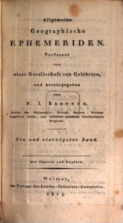 Allgemeine geographische Ephemeriden. 41. 1813