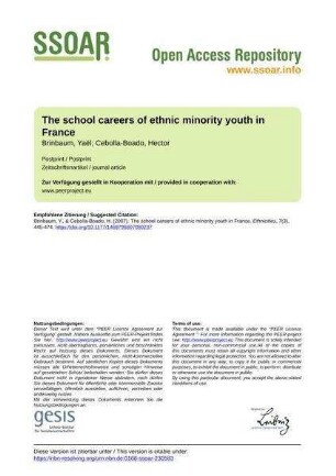 The school careers of ethnic minority youth in France