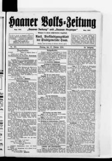 Haaner Volks-Zeitung. 1896-1928