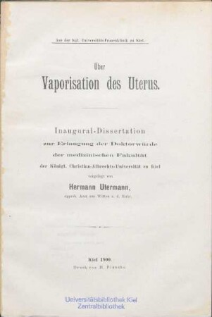 Über Vaporisation des Uterus