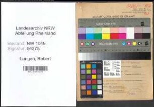 Entnazifizierung Robert Langen , geb. 22.10.1915 (Verwaltungsangestellter)