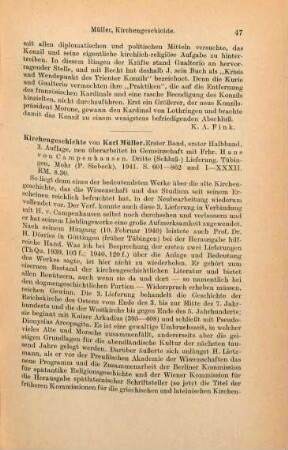 47-48 [Rezension] Müller, Karl Friedrich, Kirchengeschichte, 1. Band