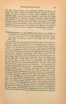 47-48 [Rezension] Müller, Karl Friedrich, Kirchengeschichte, 1. Band