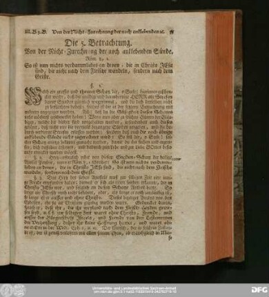 Die 5. Betrachtung. Von der Nicht-Zurechnung der noch anklebenden Sünde.