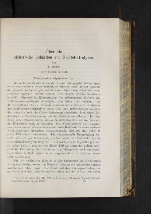 Über die elektrische Reduktion von Nichtelektrolyten.