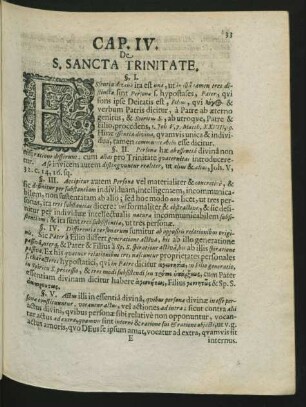 Cap. IV. De S. Sancta Trinitate