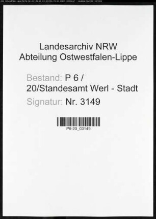 Sterberegister Standesamt Werl