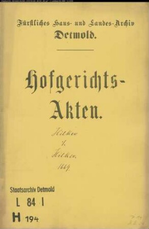 Hilker, Hermann zu Großenmarpe gegen Henrich Hilker - Schuldforderung