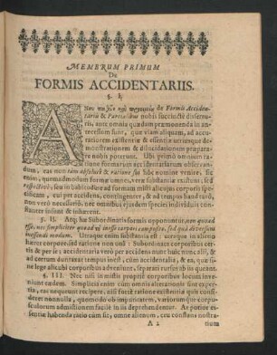 Membrum Primum De Formis Accidentariis.