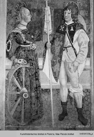 Der heilige Nazarius zu Pferde mit der heiligen Katharina und dem heiligen Rochus : Die Heilige Katharina und der Heilige Rochus