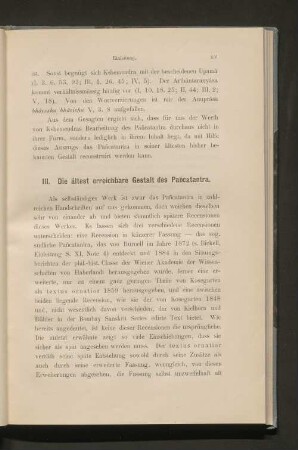 III. Die ältest erreichbare Gestalt des Pancatantra