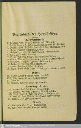 Verzeichnis der Hausbesitzer