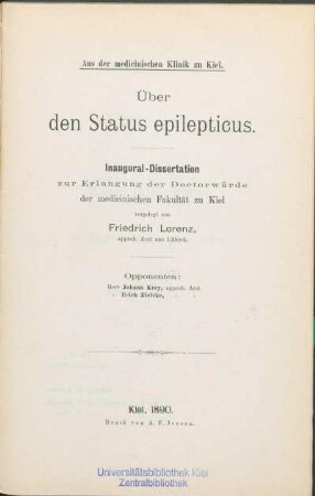 Über den Status epilepticus