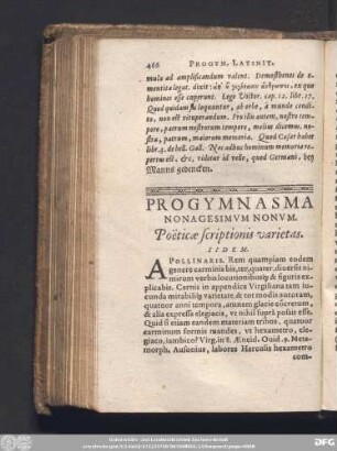 Progymnasma Nonagesimum Nonum. Poëticae scriptionis varietas. Iidem.
