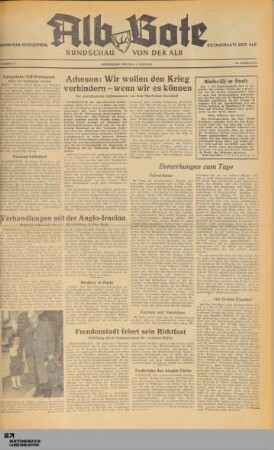 Alb-Bote : Rundschau von der Alb : Münsinger Kreiszeitung : Heimatblatt der Alb